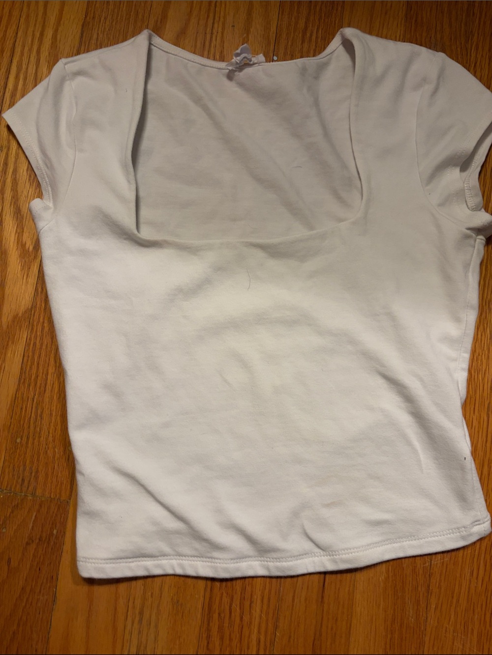 Garage cropped white square neck top